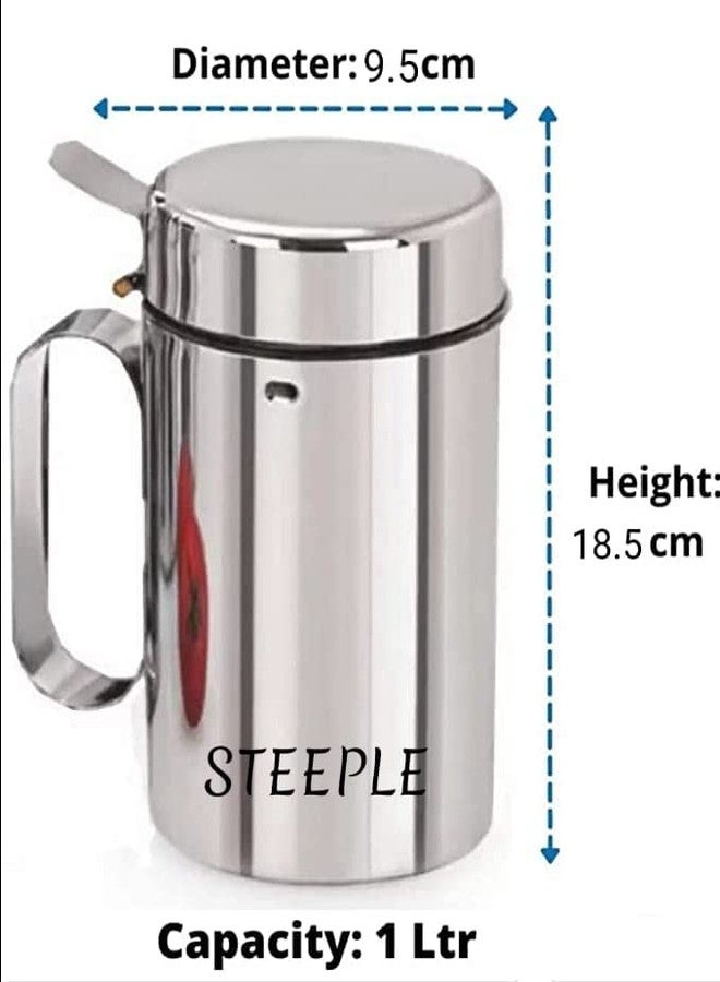 STEEPLE Oil Dispenser 1 Litre | Kitchen Set | Oil Container | Oil Bottle | Cooking Oil Dispenser For Home & Resturants 1000 ml ( Pack Of 2 Sliver) - Image 3